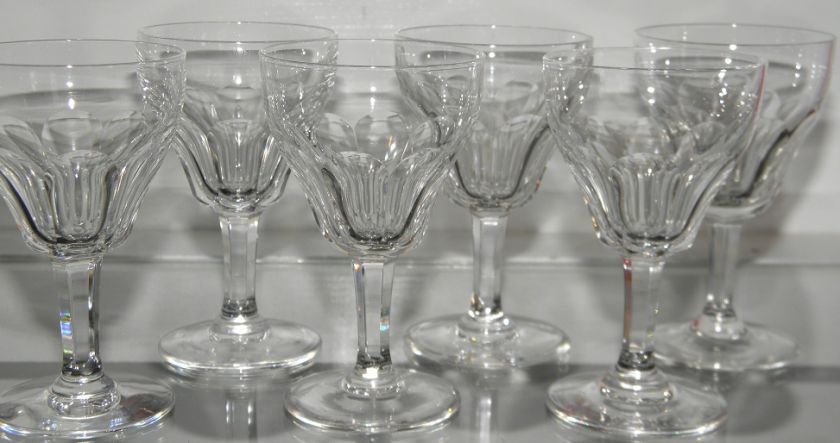 Set 6 Antique Baccarat Crystal Port Wine Stems Genova  