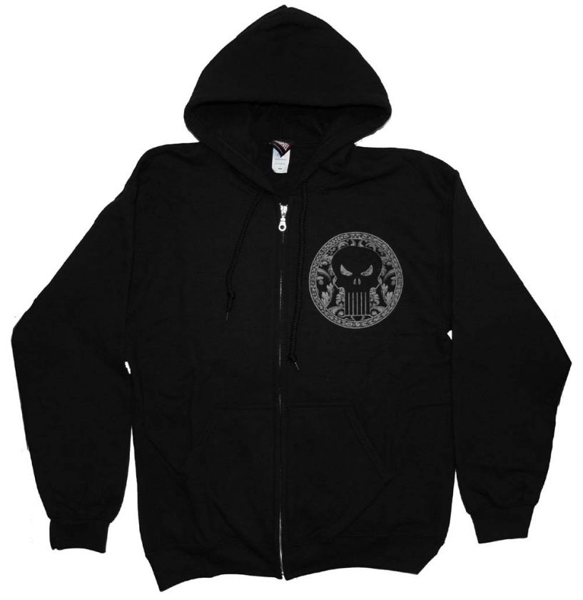 The Punisher Marvel Comics Vengeance & Punishment Skull Zip Up Hoodie 