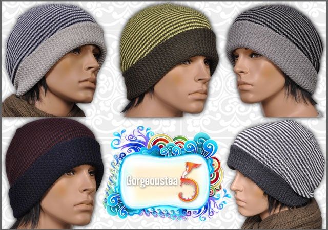 AM Dark Blue White Pinstripe Unisex Mens Beanie Hat Skull Cap Winter 