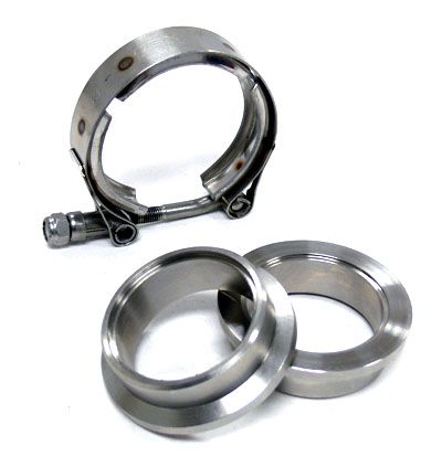 OBX MILD STEEL 2.25 VBAND V BAND FLANGE CLAMP KIT  