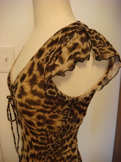 GUESS JEANS DRESS SLEEVELESS STRETCHY LEOPARD PRINT  