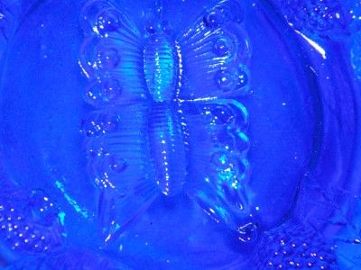 Vintage Cobalt Blue Footed Bowl Pressed Glass  