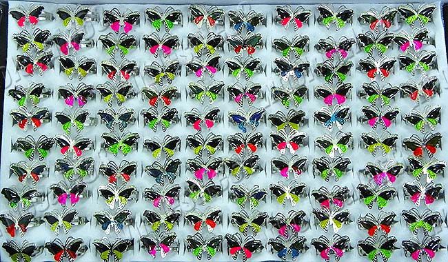   lots 40pcs charm adjustable animal butterfly mood rings owmens favor