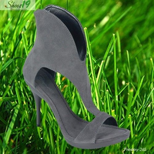 Fashion Evening Sandals Ankle Booties High Heel Presley 26 Shoes Grey 