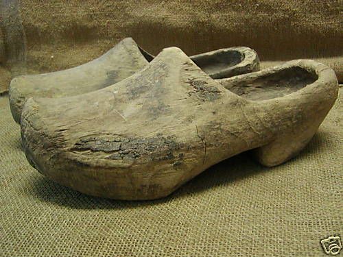 Vintage Handcarved Wooden Shoes  Antique Dutch Old  