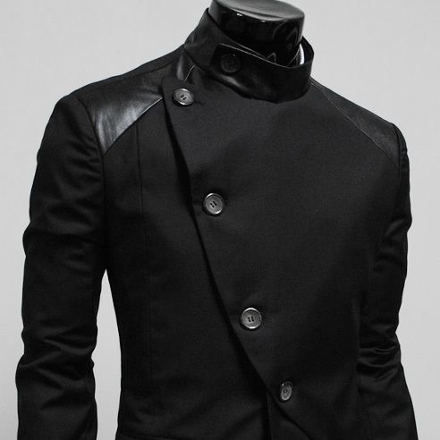 HBJ) Mens unbalance rider style blazer BLACK  