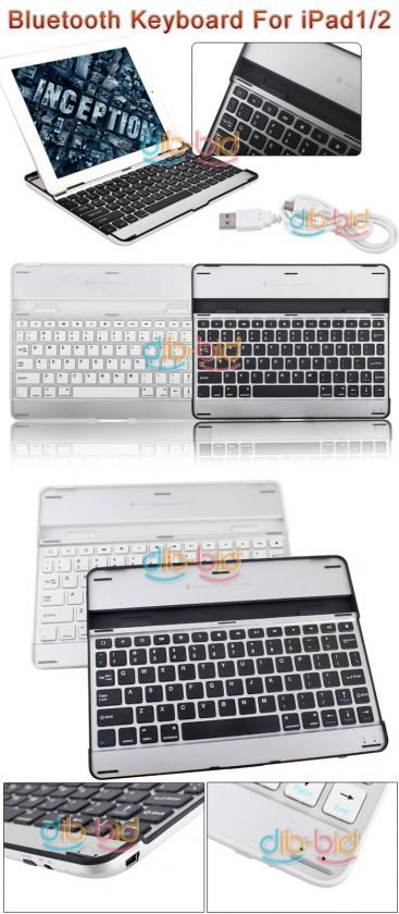   Aluminum Bluetooth Wireless Keyboard Dock Case Cool for Apple iPad 2