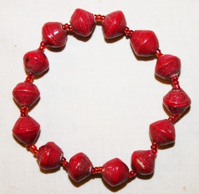 UGANDA PAPER BEADED BRACELET HANDMADE   MEDIUM BEAD #05  