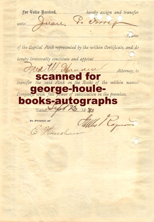 Signed by James Raymond on the verso and on the stub. When the stock 