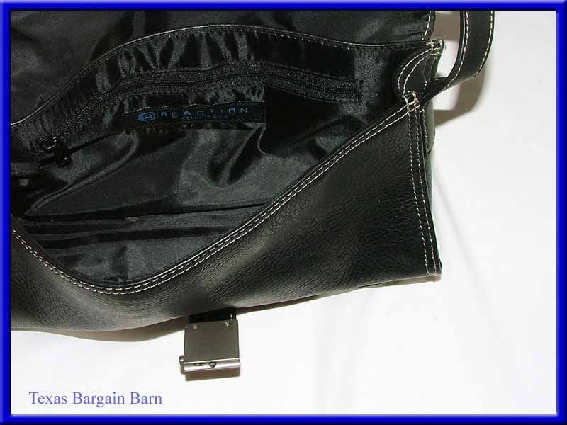   REACTION ~ BLACK LEATHER PURSE ~ Small Under Arm Shoulder Bag  