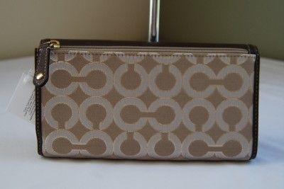   46798 Madison OP Art Lurex Checkbook Wallet Light Khaki Brown  