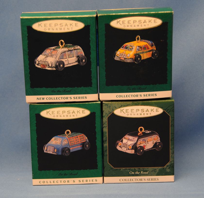 Hallmark Ornaments ON THE ROAD Lot of 4 mini cars  