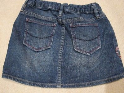 Gap KIds Girls HEART Embroidered Denim Jean Skirt 8 Regular Valentines 