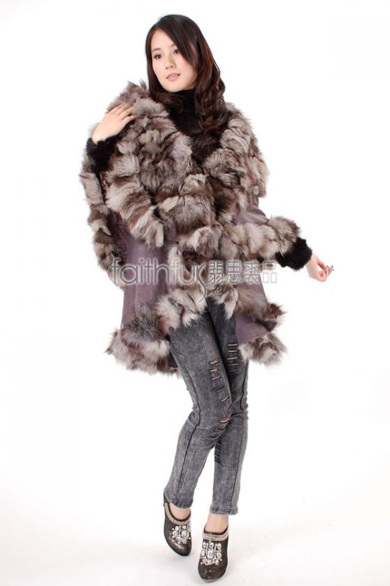 Cashmere Cape Wrap Shawl Poncho E Fox Fur Fully Trimmed  