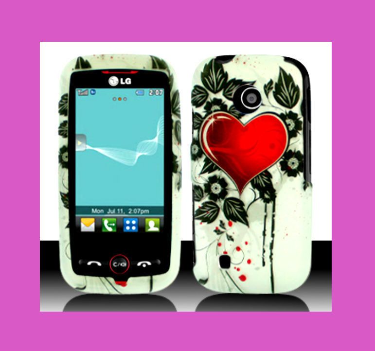 LG ATTUNE UN270 SC HEART Faceplate Snap on Protective Phone Cover Hard 