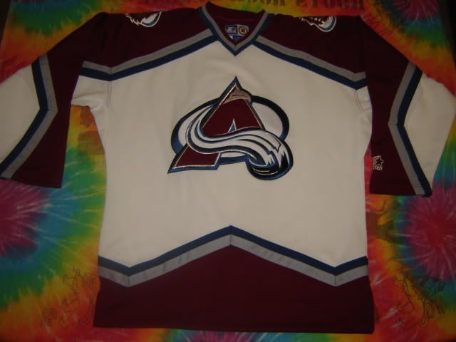 vtg Starter COLORADO AVALANCHE logo Jersey YOUTH L/XL  