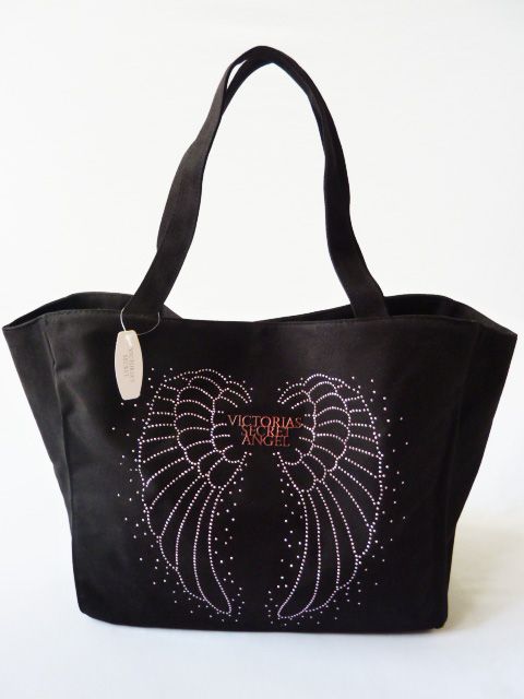 VICTORIAS SECRET BLACK ANGEL WINGS STUD TOTE BAG *BRAND NEW  