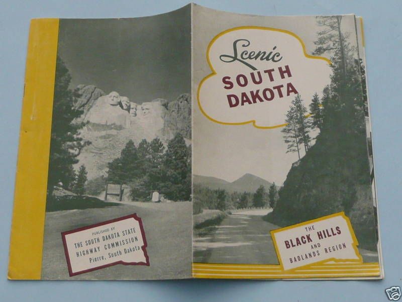 1940s South Dakota Black Hills brochure map Badlands  