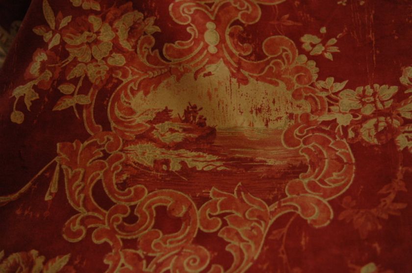 CORAL VELVET TOILE UPHOLSTERY FABRIC 5 YARDS  