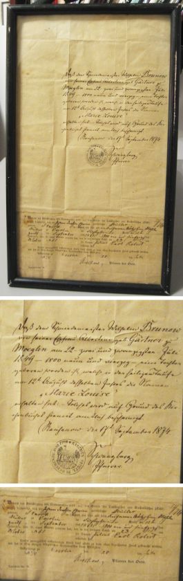 1849 German Baptismal Certificate Daughter Of Master Welder  