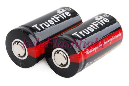 2pcs TrustFire 16340 3.7V 880mAh Rechargeable Battery  