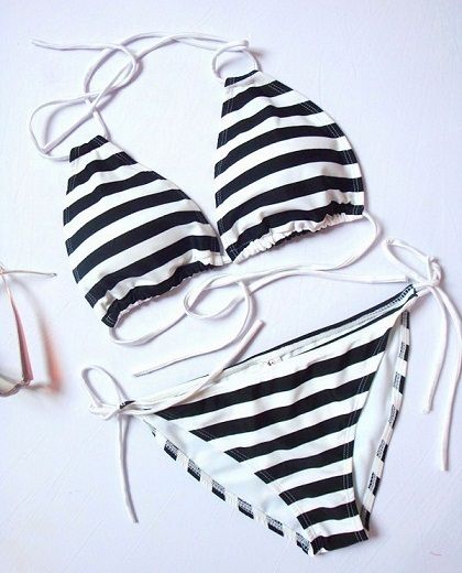   Lady Woman Swimming Sexy Bikini Beach Swimwear Swimsuit Stripe Pad S31