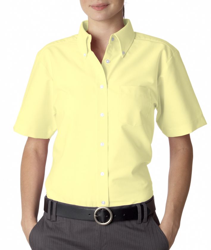 UltraClub Ladies Wrinkle Free Short Sleeve Oxford Shirt 8973  