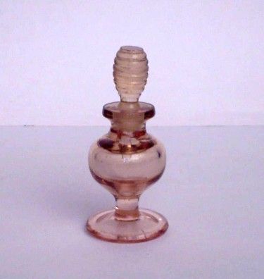 Perfume Bottle   Pink Depression Glass Elegant Design  