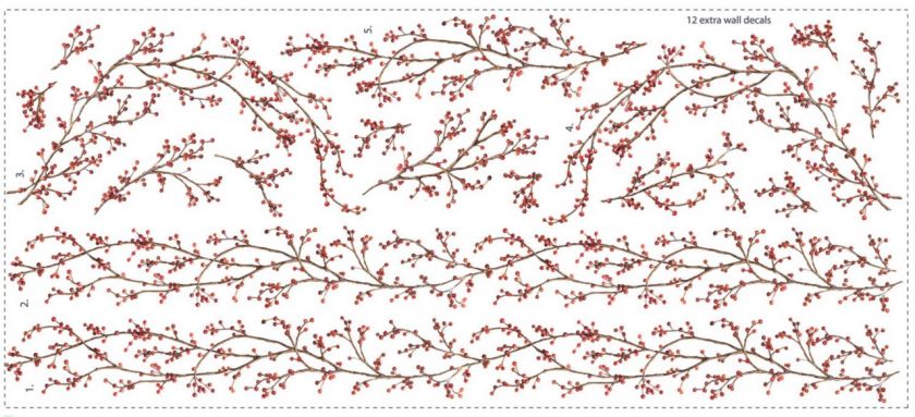 Country Berries Vines Wall Decals Berry Stickers Decor 034878677644 