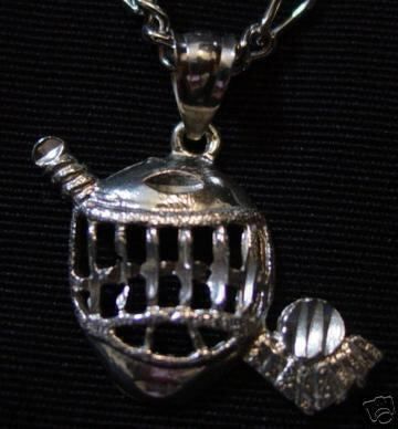 0279 Silver Hockey Mask Stick puck Pendant Charm Goalie  