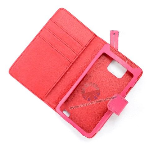 FUSCHIA BOOK WALLET COVER CARD HOLDER FLIP CASE FOR SAMSUNG I9100 