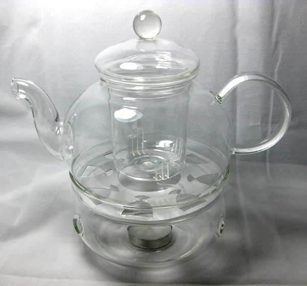 5pcs of 600ml glass teapot + 5pcs of warmer + 12pcs tea  