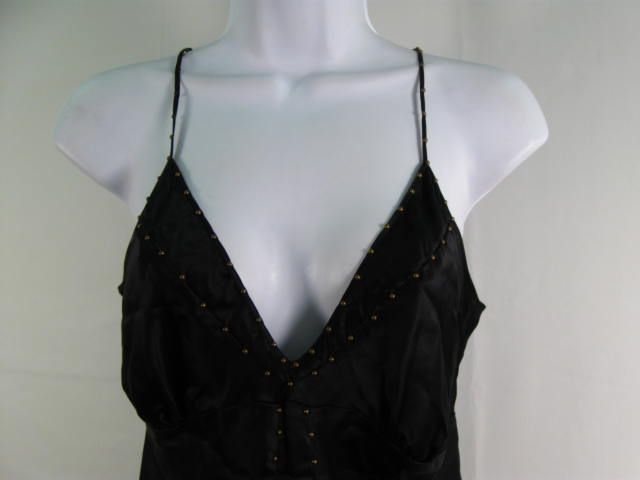 EMMA & SAM Black Silk Studded Sleeveless Tank Top M  