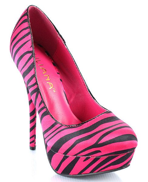 PINK BLACK ZEBRA Stiletto Platform Pump WOMEN Vegan Heels  