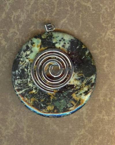 Emergence Spiritual Black Green Jasper Stone Pendant 24  