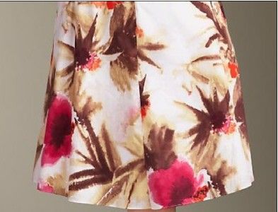 TALBOTS $189 Gouache Floral DRESS SUNDRESS WHITE / BROWN SLEEVELESS 