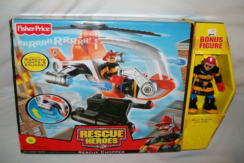 RESCUE HEROES Rescue Chopper w/ Billy Blazes NEW Fisher Price  