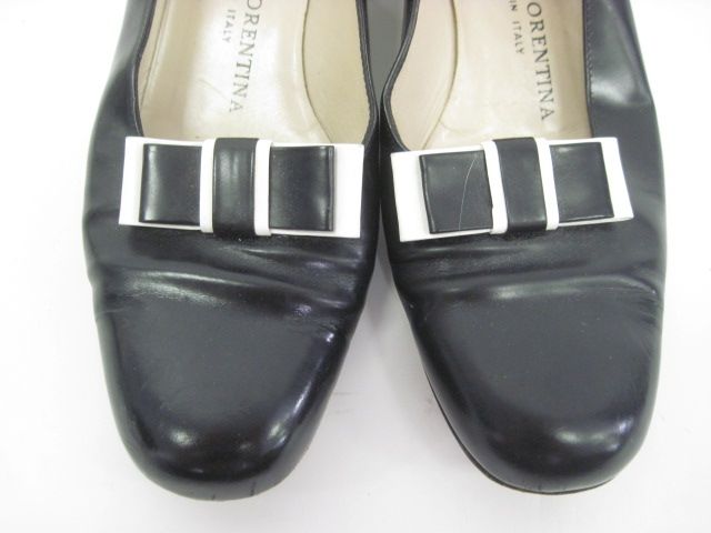 SILVIA FIORENTINA Black Leather Pumps Slides Shoes Sz 6  