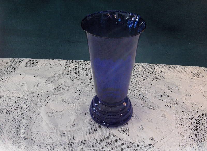 Vintage Blown Art Glass Large Cobalt Blue Vase  