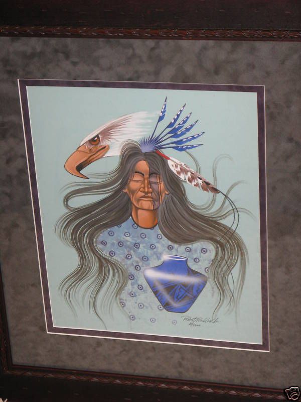 ROBERT REDBIRD JR ORIGINAL PAINTING / NATIVE AMERICAN  