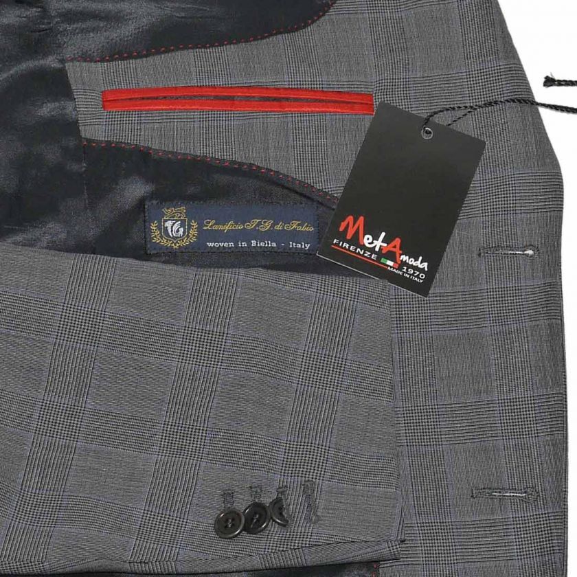 1295 NWT METAMODA MEDIUM GRAY PRINCE OF WALES AUTHENTIC ITALIAN MENS 