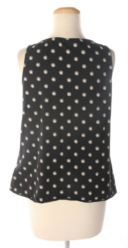 CLUB MONACO Black/White Print Pima Cotton Tank Top L  