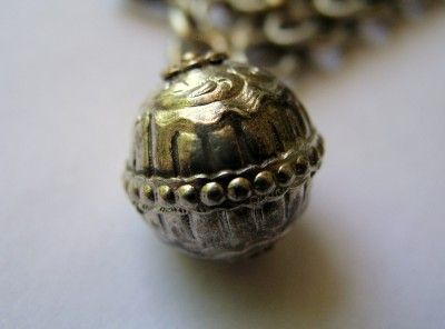 ANTIQUE FRENCH SILVER VERMEIL CHARM BRACELET w BALL FOB  