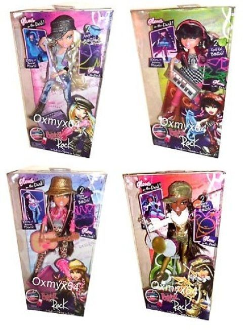 Bratz Rock Cloe Jade Sasha Yasmin Glow Dark Doll Set  