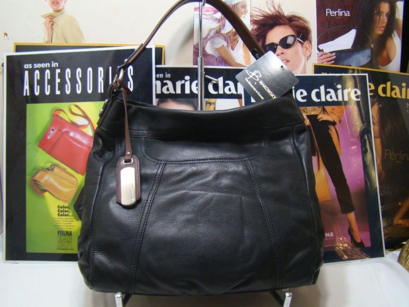   MAKOWSKY SHOULDER BUCKET HOBO BAG BLACK BRIDGET BM28350 $258.00 SOFT