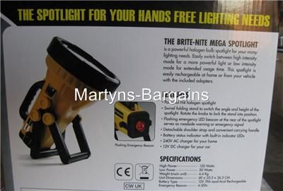 Brite Nite MEGA SPOTLIGHT.Powerful H4 Halogen Spotlight  