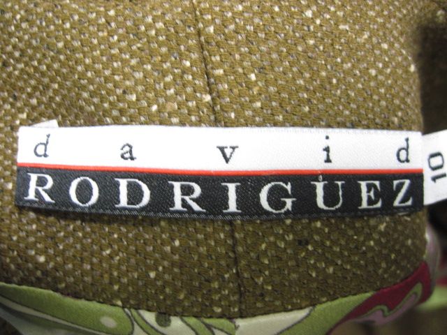 DAVID RODRIGUEZ Wool Button Front Blazer Pant Suit 10  