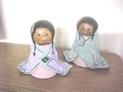 Darling Handcrafted Folk Art Paper Mache Doll Decor 609  