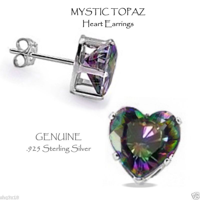 Mystic Topaz Heart Stud Earrings, Sterling Silver  