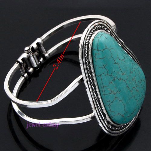 howlite turquoise blue teardrop bead chain strand cuff bracelet